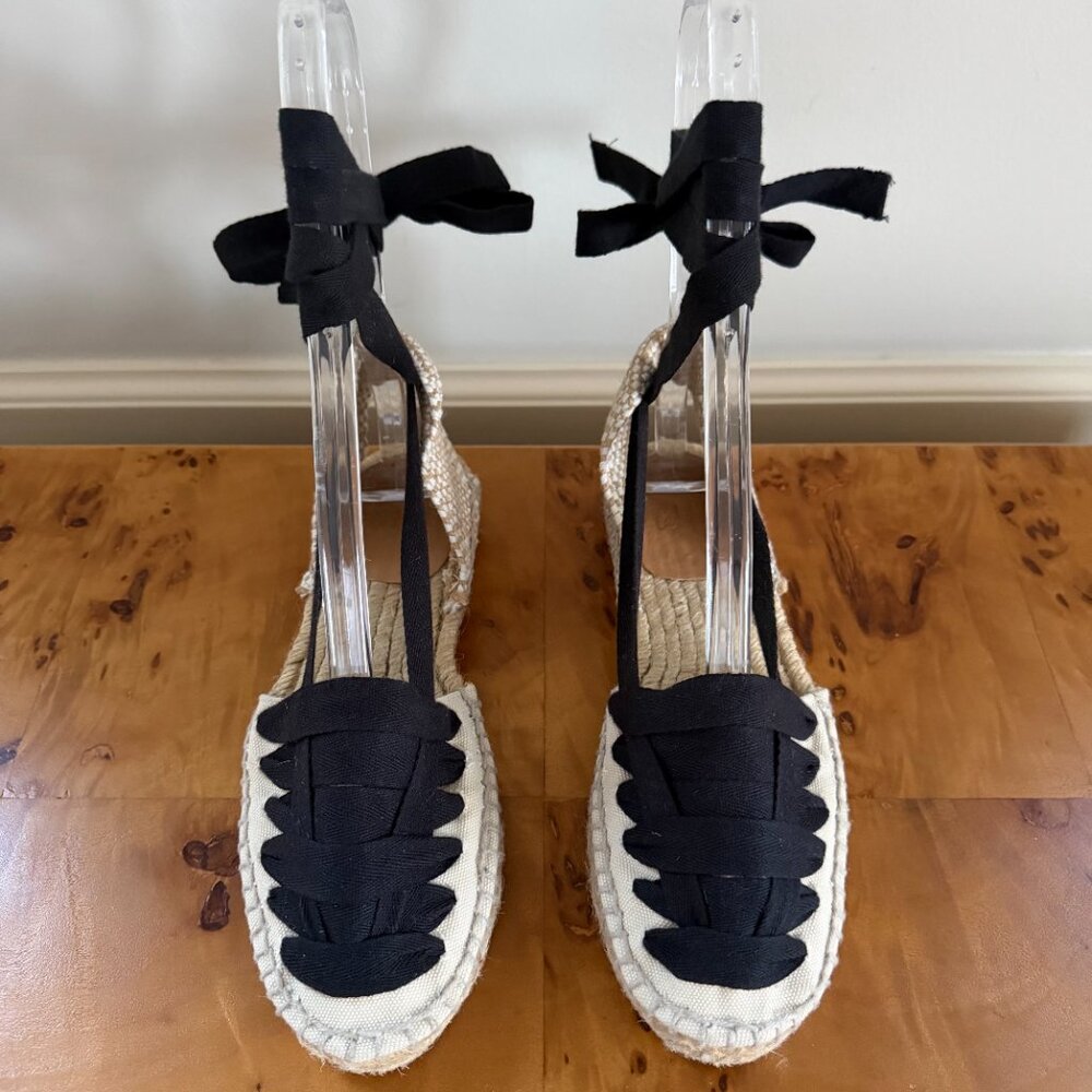 CASTANER Ivory & Black Lace up Espadrille - Picture 3 of 13